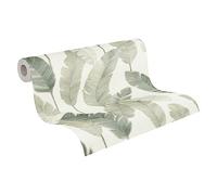 Livingwalls Travel Styles Papel pintado no tejido - Papel pintado botánico en blanco y verde - Papel pintado tropical para diferentes habitaciones en 10,05 m x 0,53 m