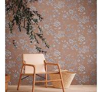 Livingwalls Travel Styles Papel pintado no tejido - Papel pintado floral en naranja y marrón - Papel pintado escandinavo para diferentes habitaciones en 10,05 m x 0,53 m
