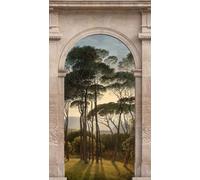 Livingwalls WTD 382491 - Papel pintado fotográfico (3,71 x 2,80 m), diseño de ventana, color gris y verde