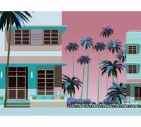 Livingwalls WTD 398931 - Papel pintado fotográfico (3,71 x 2,80 m), color azul, rosa y marrón