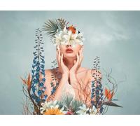 Livingwalls WTD 399111 - Papel pintado fotográfico (3,71 x 2,80 m), diseño de mujer en azul, beige y verde