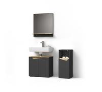 Livinity Combinación de Muebles de baño Timavo, Antracita, 3 Piezas, con Armario Midi
