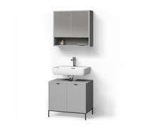 Livinity Conjunto de Muebles de baño ATERNO, Gris, 2 Piezas