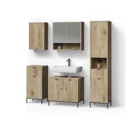 Livinity Conjunto de Muebles de baño ATERNO, Roble Vikingo, 5 Piezas