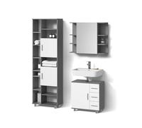 Livinity Conjunto de Muebles de baño Eisak, Antracita, 3 Partes, con Mueble Alto