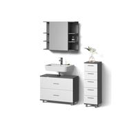 Livinity Conjunto de Muebles de baño Eisak, Blanco/Antracita, 3 Piezas