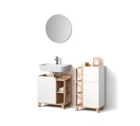 Livinity Conjunto de Muebles de baño Marano, Sonoma/Blanco, 3 Piezas, con Mueble Alto
