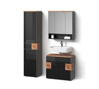 Livinity Conjunto de Muebles de baño Tanaro, Antracita, 3 Partes, con Mueble Alto