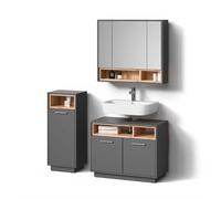 Livinity Conjunto de Muebles de baño Temo, Antracita, 3 Partes