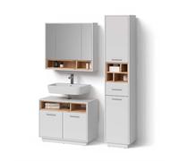 Livinity Conjunto de Muebles de baño Temo, Blanco, 3 Partes, con Mueble Alto