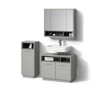 Livinity Conjunto de Muebles de baño Temo, Gris, 3 Piezas