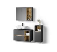 Livinity Conjunto de Muebles de baño Vomano, Antracita, 3 Piezas, con Mueble Alto