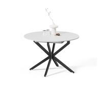 Livinity Mesa de Comedor Firenze, Blanco/Negro, 120 x 120 cm | Extensible