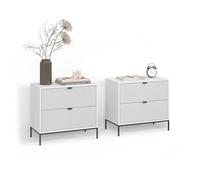Livinity Mesilla de noche "Aterno", Blanco 66 x 60 cm | Lote de 2