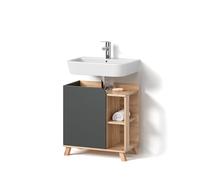 Livinity Mueble bajo Lavabo Marano, Antracita, 60 x 65 cm | con puerta y compartimentos abiertos