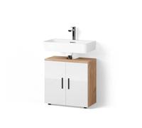 Livinity Mueble bajo Lavabo Ronco, Blanco Brillo Intenso/Roble Dorado, 60 x 59 cm