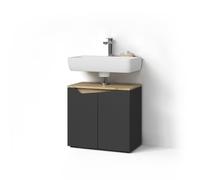 Livinity Mueble bajo Lavabo Timavo, Antracita, 60 x 57.5 cm | 2 Puertas · 1 compartimento · Recorte para sifón · Interior espacioso · Para artículos de baño