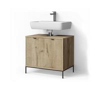 Livinity Mueble Lavabo ATERNO, Roble Vikingo, 70 x 63 cm con 2 Puertas