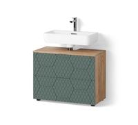 Livinity Mueble Lavabo Ronco, Verde, 80 x 58.6 cm | 2 Cajones · Recorte para sifón · mucho espacio de almacenamiento · Para productos de cuidado y artículos de baño