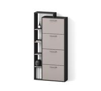 Livinity Zapatero Ortello, Antracita/gris, 80 x 166.1 cm con 4 compartimentos