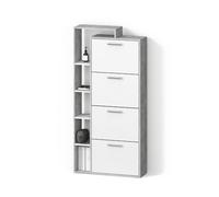 Livinity Zapatero Ortello, Blanco/hormigón, 80 x 166.1 cm con 4 compartimentos