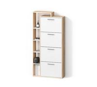 Livinity Zapatero Ortello, Blanco/Sonoma, 80 x 166.1 cm con 4 compartimentos
