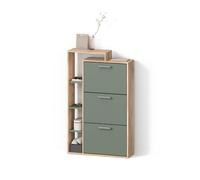 Livinity Zapatero Ortello, Goldkraft roble/verde, 80 x 128.3 cm con 3 compartimentos