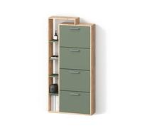 Livinity Zapatero Ortello, Goldkraft roble/verde, 80 x 166.1 cm | con 4 compartimentos