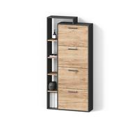 Livinity Zapatero Ortello, Oro power roble/antracita, 80 x 166.1 cm con 4 compartimentos