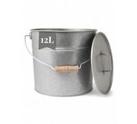 LIVLIG Cubo con tapa de 10 l, de zinc, cubo de cenizas con tapa, cubo de metal, accesorios para chimenea, cubo de chapa