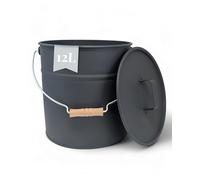 LIVLIG Cubo con tapa de 10 l, gancho de zinc, cenicero con tapa, cubo de metal, accesorios para chimeneas, cubo de hojalata, antracita