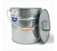 LIVLIG - Cubo de cenizas con tapa (12 l de zinc, exclusivo cubo galvanizado con tapa para chimeneas modernas, calidad europea, como elegante accesorio de chimenea para guardar cenizas de chimenea)