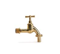 LIVLIG Grifo exterior con conexión roscada para manguera de 1/2", grifo dorado, grifo para jardín de latón, grifo de agua fría con conexión a pared de 1/2", Polly
