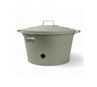 LIVLIG - Maceta de metal con tapa para mangueras de jardín de hasta 20 m, bonito almacenamiento de manguera, metal galvanizado en caliente, color verde