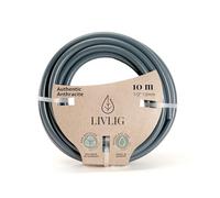 LIVLIG manguera jardín 10 metros, manguera de riego 13mm (1/2 pulgada) Made in Germany, manguera de agua de PVC reciclado, dimensionalmente estable, color: Antracita