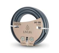 LIVLIG Manguera Jardin 10m - Manguera de Riego Flexible, 60% Reciclado, Resistente UV, Antitorcion, 1/2 Pulgada, Anthracite