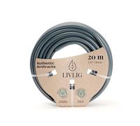 LIVLIG manguera jardín 20 metros, manguera de riego 13mm (1/2 pulgada) Made in Germany, manguera de agua de PVC reciclado, dimensionalmente estable, color: Antracita