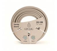 LIVLIG Manguera Jardin 20m - Manguera de Riego Flexible, 60% Reciclado, Resistente UV, Antitorcion, 1/2 Pulgada, Beige