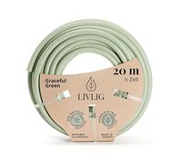 LIVLIG Manguera Jardin 20m - Manguera de Riego Flexible, 60% Reciclado, Resistente UV, Antitorcion, 1/2 Pulgada, Verde