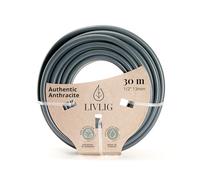 LIVLIG manguera jardín 30 metros, manguera de riego 13mm (1/2 pulgada) Made in Germany, manguera de agua de PVC reciclado, dimensionalmente estable, color: Antracita
