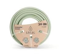 LIVLIG Manguera Jardin 30m - Manguera de Riego Flexible, 60% Reciclado, Resistente UV, Antitorcion, 1/2 Pulgada, Verde