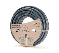 LIVLIG Manguera Jardin 30m - Manguera de Riego Flexible, 60% Reciclado, Resistente UV, Antitorcion, 1/2 Pulgada, Anthracite