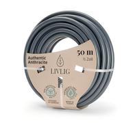 LIVLIG manguera jardín 50 metros, manguera de riego 13mm (1/2 pulgada) Made in Germany, manguera de agua de PVC reciclado, dimensionalmente estable, color: Antracita