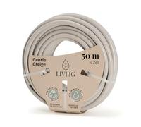 LIVLIG Manguera Jardin 50m - Manguera de Riego Flexible, 60% Reciclado, Resistente UV, Antitorcion, 1/2 Pulgada 13mm, Greige