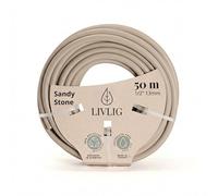 LIVLIG Manguera Jardin 50m - Manguera de Riego Flexible, 60% Reciclado, Resistente UV, Antitorcion, 1/2 Pulgada 13mm, Beige
