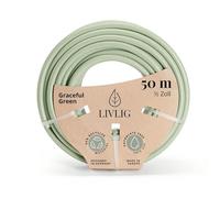 LIVLIG Manguera Jardin 50m - Manguera de Riego Flexible, 60% Reciclado, Resistente UV, Antitorcion, 1/2 Pulgada 13mm, Verde