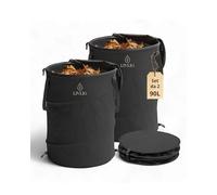 LIVLIG Pop Up - Saco de basura de jardín plegable de 90 l, con tapa y doble base, saco de hojas estable con tapa, saco para hojas y saco de basura para jardín, color negro, 2 unidades