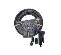 LIVLIG PureCycle - Juego de manguera de jardín de 10 m, manguera de riego sostenible de PVC reciclado, manguera flexible de 1/2", libre de ftalatos y sustancias nocivas con ducha y conexión