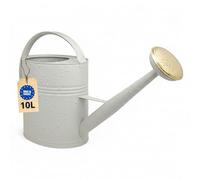 LIVLIG Regadera 10 litros Metal - Jardín Grande con Alcachofa Desmontable de Latón, Diseño Vintage, Greige