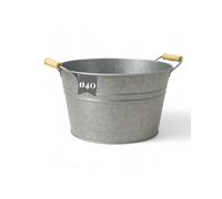 Livlig53 LIVLIG - Recipiente de zinc de 30 l con asas, bandeja de chapa galvanizada como macetero grande, enfriador de bebidas, mini estanque y decoración de jardín, enfriador de botellas de alta